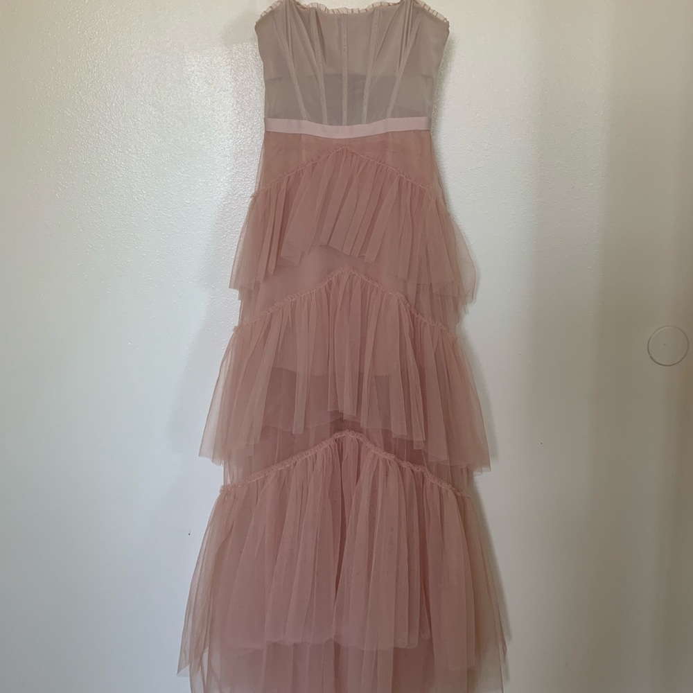 Pink cream Ruffle Tulle gown dress from BCBGMaxAzria